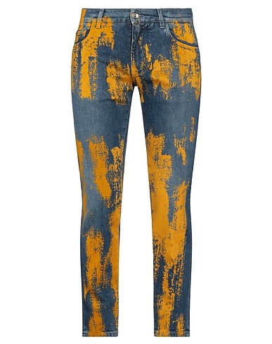 DOLCE&GABBANA Denim trousers Blue 98% Cotton, 2% Elastane, Viscose, Bovine leather
