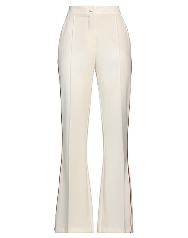 SFIZIO STUDIO Casual pants Ivory 67% Polyester, 29% Viscose, 4% Elastane, Cotton, Polyurethane