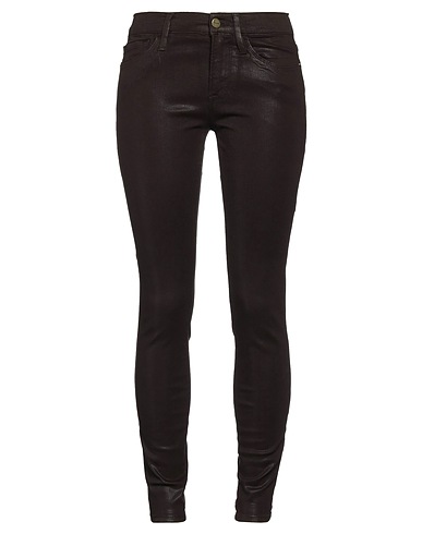 FRAME Denim trousers Dark brown 92% Cotton, 6% Polyester, 2% Elastane