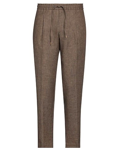 BRIGLIA 1949 Casual pants Dark brown 100% Linen