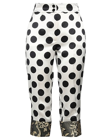 DOLCE&GABBANA Casual trouser White 90% Silk, 5% Cotton, 4% Polyester, 1% Metallic Polyester