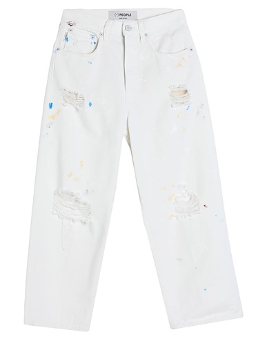 (+) PEOPLE Denim pants White 100% Cotton
