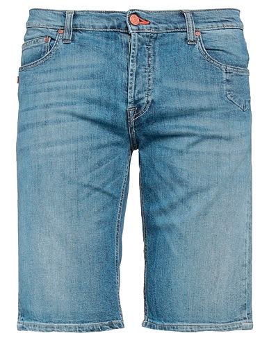 GREY DANIELE ALESSANDRINI Denim shorts Blue 98% Cotton, 2% Elastane