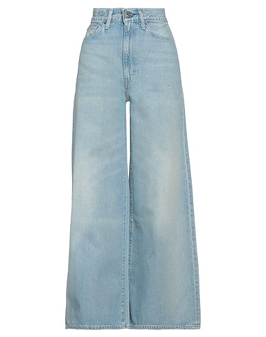 LEVI'S Denim trousers Blue 100% Cotton, Cow leather