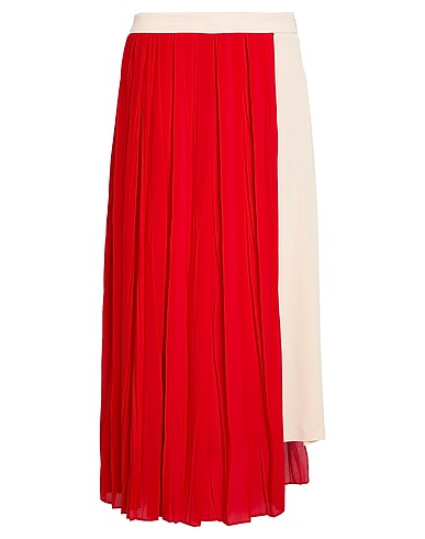 SEMICOUTURE Midi skirt Red 69% Acetate, 31% Silk