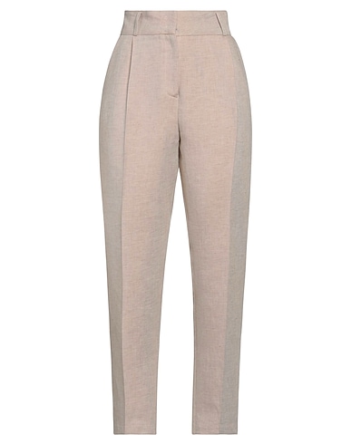 BEATRICE .B Casual pants Beige 57% Linen, 43% Cotton