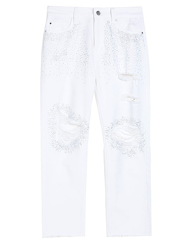 MET JEANS Casual pants White 100% Cotton