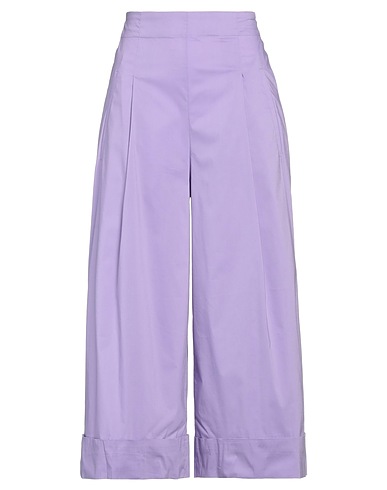 LIVIANA CONTI Casual trouser Lilac 68% Cotton, 28% Polyamide, 4% Elastane