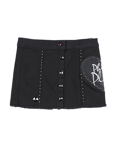 PHILIPP PLEIN Denim skirt Black 92% Cotton, 6% Elastomultiester, 2% Elastane