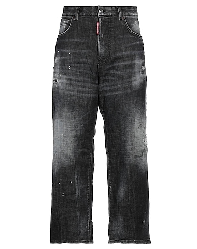 DSQUARED2 Denim pants Black 98% Cotton, 2% Elastane, Bovine leather, Polyester