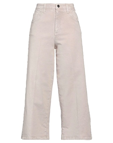 SFIZIO STUDIO Denim trousers Beige 98% Cotton, 2% Elastane