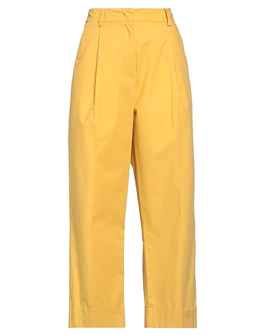 MANILA GRACE Casual pants Yellow 100% Cotton