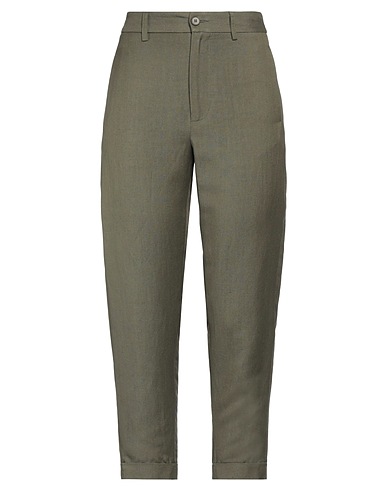 VIRNA DRÒ Casual trouser Military green 50% Linen, 50% Viscose
