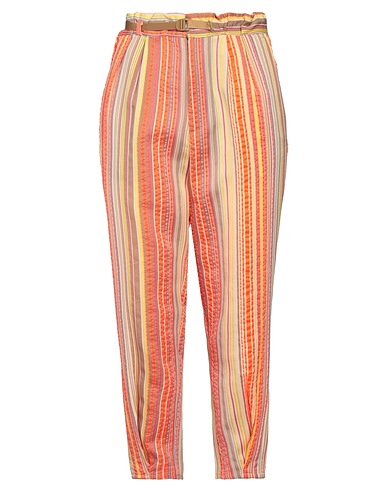 WHITE SAND Casual trouser Orange 66% Polyamide, 18% Silk, 15% Polyester, 1% Acetate