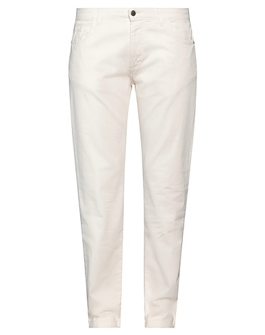 LES COPAINS Casual trouser Ivory 98% Cotton, 2% Elastane