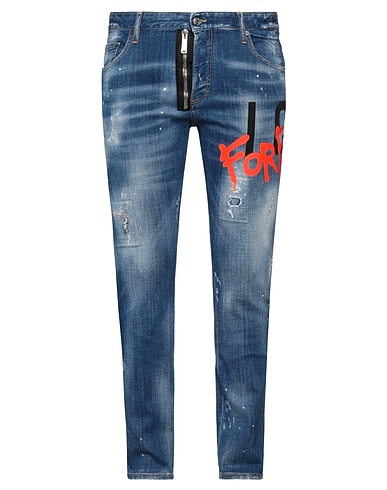 DSQUARED2 Denim trousers Blue 98% Cotton, 2% Elastane, Bovine leather