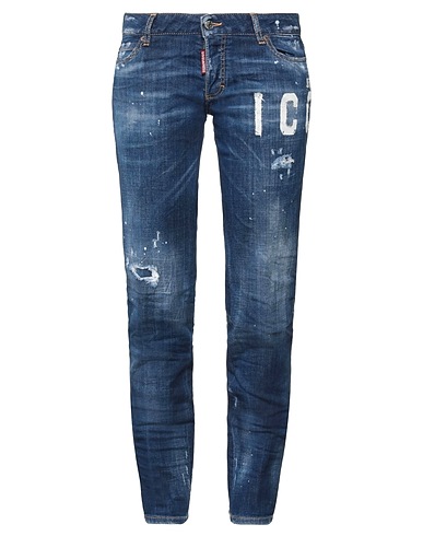 DSQUARED2 Denim trousers Blue 98% Cotton, 2% Elastane, Bovine leather