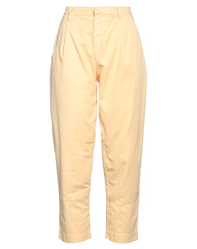 ROŸ ROGER'S Casual pants Yellow 70% Cotton, 27% Linen, 3% Rubber