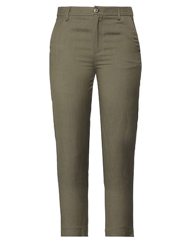 VIRNA DRÒ Casual trouser Military green 50% Linen, 50% Viscose