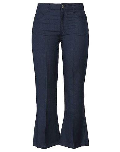 VIRNA DRÒ Casual trouser Midnight blue 50% Linen, 50% Viscose