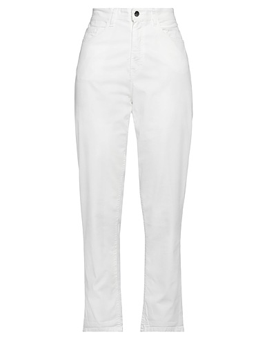 KAOS JEANS Casual trouser White 98% Cotton, 2% Elastane