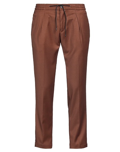 BRO SHIP Casual pants Dark brown 63% Polyester, 34% Viscose, 3% Elastane