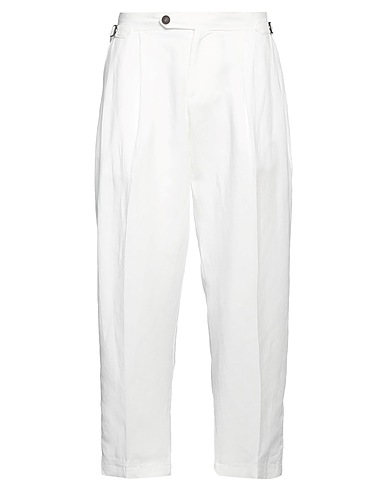 BY AND Casual trouser White 62% Viscose, 38% Linen
