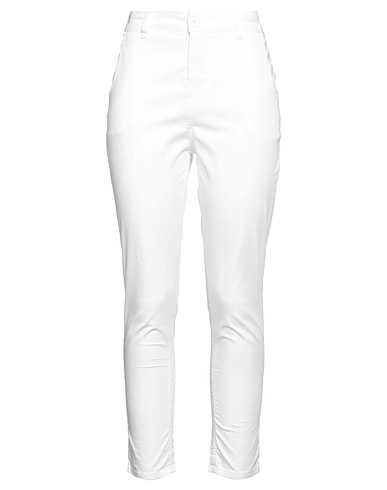 MANILA GRACE Casual trouser White 97% Cotton, 3% Elastane