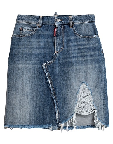 DSQUARED2 Denim skirt Blue 100% Cotton, Cow leather