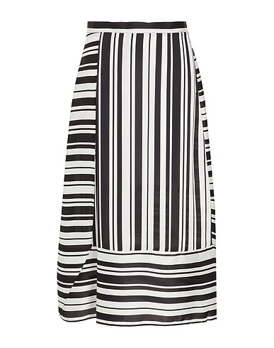 8 by YOOX Midi-Rock STRIPED HIGH-WAIST MIDI SKIRT
 Weiß 100% Polyester