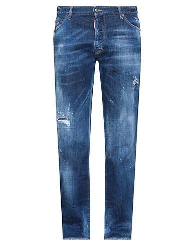 DSQUARED2 Denim trousers Blue 98% Cotton, 2% Elastane, Bovine leather