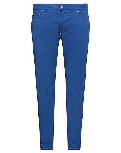 BLAUER. Casual trouser Bright blue 97% Cotton, 3% Elastane