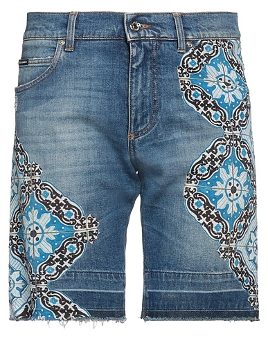 DOLCE&GABBANA Short en jean Bleu 98% Coton, 2% Élasthanne, Zamak, Cuir de veau