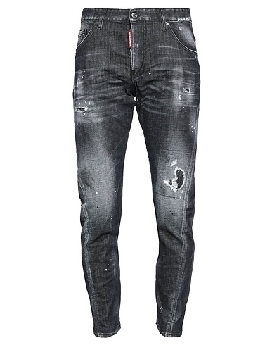 DSQUARED2 Denim trousers Black 98% Cotton, 2% Elastane, Cow leather, Polyester, Latex