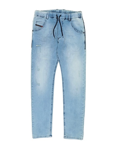 DIESEL Pantalone Blu 90% Cotone, 9% Poliestere, 1% Elastan, Pelle di bovino