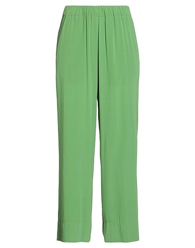 KILTIE Casual pants Green 93% Silk, 7% Elastane