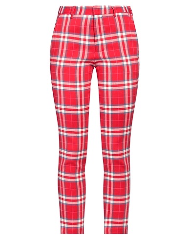 MERCI ITALIA Casual trouser Red 56% Linen, 43% Rayon, 1% Elastane