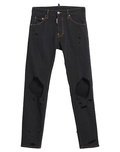 DSQUARED2 Denim trousers Black 97% Cotton, 3% Elastane, Bovine leather
