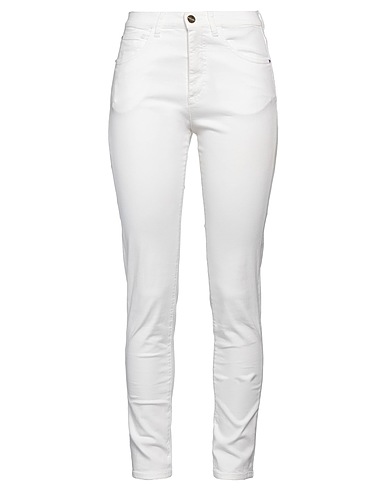 ANGELO MARANI Denim trousers White 97% Cotton, 3% Elastane
