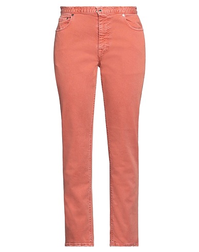 JUST CAVALLI Denim trousers Rust 98% Cotton, 2% Elastane, Bovine leather