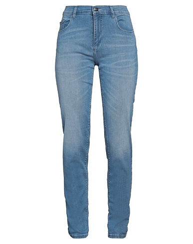 NOPE Denim pants Blue 97% Cotton, 3% Elastane