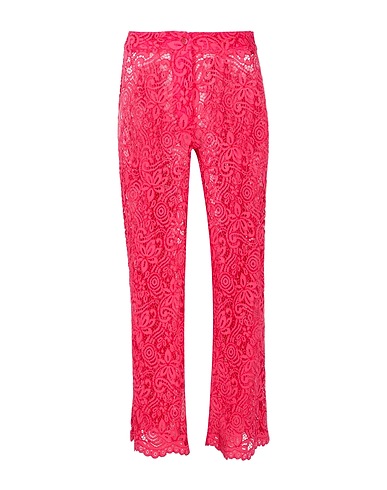 8 by YOOX Casual trouser LACE HIGH-WAIST PANTS
 Magenta 42% Cotton, 33% Viscose, 24% Polyamide, 1% Polyester