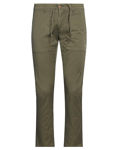 GREY DANIELE ALESSANDRINI Casual pants Military green 98% Cotton, 2% Elastane