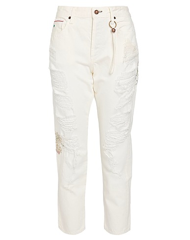 TORTOISE Denim trousers Ivory 100% Cotton