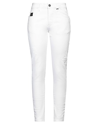 ER ELIAS RUMELIS Denim pants White 98% Cotton, 2% Elastane
