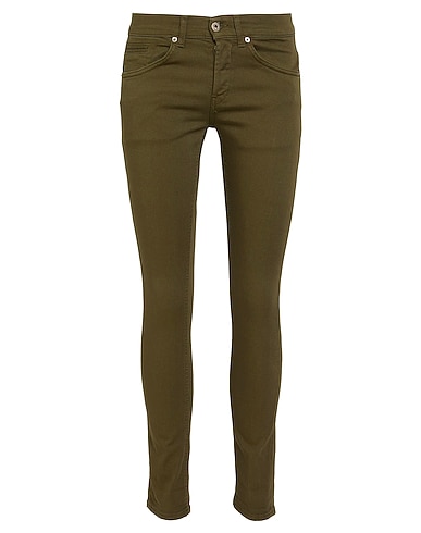 DONDUP Denim pants Military green 92% Cotton, 6% Elastomultiester, 2% Elastane