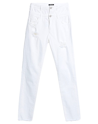 DENNY ROSE Denim pants White 98% Cotton, 2% Elastane