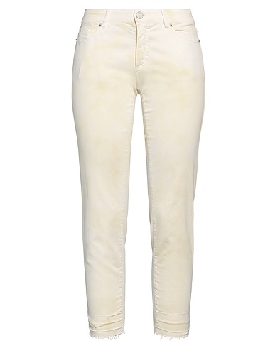 RAFFAELLO ROSSI Denim trousers Ivory 89% Cotton, 9% Elastomultiester, 2% Elastane
