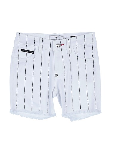 PHILIPP PLEIN Denim shorts White 98% Cotton, 2% Elastane