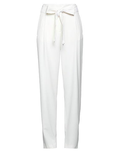 VICTOR VICTORIA Casual trouser Ivory 90% Polyester, 10% Elastane